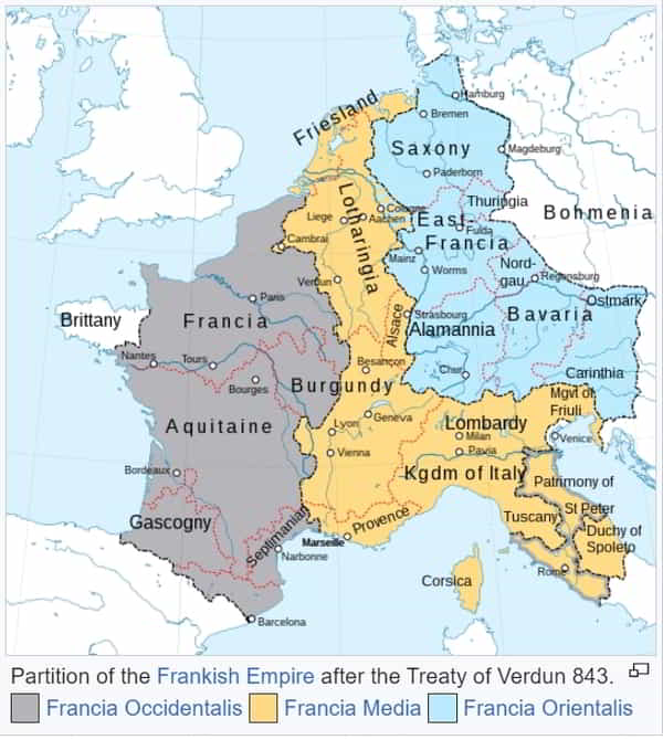 Treaty of Verdun - 843 CE - Map